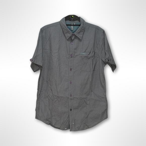 RVCA Men's Black & Grey Short Sleeve Button Down - M - Picture 1 of 3
